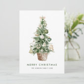 Neutrale minimalistische Boho kerstcompositie Feestdagenkaart (Staand voorkant)