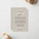 Neutrale minimalistische bruiloft dank u kaart notitiekaartje (Voorkant / Achterkant in situ)