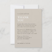 Neutrale minimalistische bruiloft dank u kaart notitiekaartje (Voorkant)