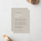 Neutrale minimalistische bruiloft dank u kaart notitiekaartje (Voorkant / Achterkant in situ)
