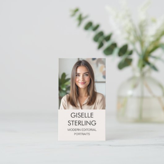 Neutrale Minimalistische Fotograaf Foto Sociale Me Visitekaartje (Staand voorkant)