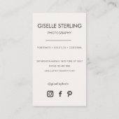 Neutrale Minimalistische Fotograaf Foto Sociale Me Visitekaartje (Achterkant)