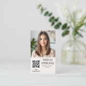 Neutrale Minimalistische Fotograaf QR-code Visitekaartje (Staand voorkant)