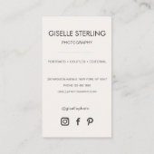 Neutrale Minimalistische Fotograaf QR-code Visitekaartje (Achterkant)
