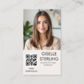 Neutrale Minimalistische Fotograaf QR-code Visitekaartje (Voorkant)