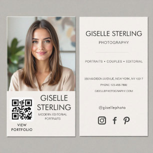 Neutrale Minimalistische Fotograaf QR-code Visitekaartje