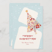 Neutrale Minimalistische Gift Tree Merry Christmas Feestdagenkaart (Voorkant / Achterkant)