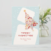 Neutrale Minimalistische Gift Tree Merry Christmas Feestdagenkaart (Staand voorkant)