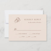 Neutrale minimalistische Hoefijzer bruiloft | Maal RSVP Kaartje (Voorkant)