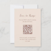 Neutrale minimalistische Hoefijzer bruiloft | QR-c RSVP Kaartje (Achterkant)