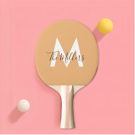 Neutrale minimalistische moderne oranje monogram tafeltennisbatje
