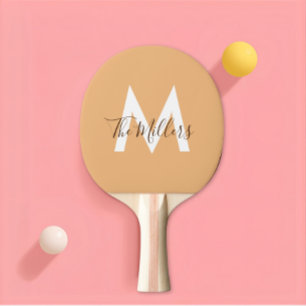 Neutrale minimalistische moderne oranje monogram tafeltennisbatje