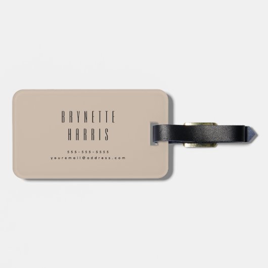 Neutrale minimalistische naam Jaar Bagagelabel (Achterkant horizontaal)