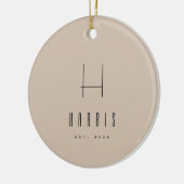 Neutrale minimalistische naam Jaar Keramisch Ornament (Links)