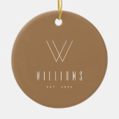 Neutrale minimalistische naam Jaar Keramisch Ornament (Voorkant)