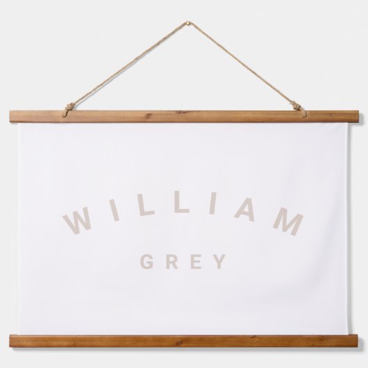 Neutrale minimalistische naam Nursery Decor Hangend Wandkleed (Voorkant)