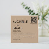 Neutrale minimalistische QR-code bruiloft uitnodig (Staand voorkant)