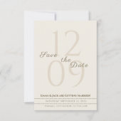 Neutrale Minimalistische Script Namen & Grote Datu Save The Date (Voorkant)