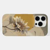 Neutrale Minimalistische Zonnebloem Omlijning Case-Mate iPhone Case (Achterkant (horizontaal))