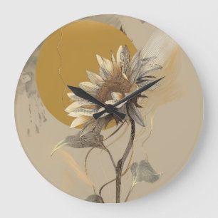 Neutrale Minimalistische Zonnebloem Omlijning Grote Klok