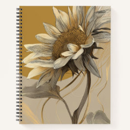 Neutrale Minimalistische Zonnebloem Omlijning Notitieboek