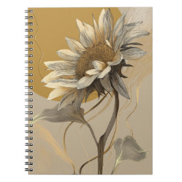 Neutrale Minimalistische Zonnebloem Omlijning Notitieboek