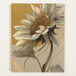 Neutrale Minimalistische Zonnebloem Omlijning Planner