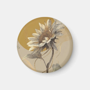 Neutrale Minimalistische Zonnebloem Omtrek Magneet