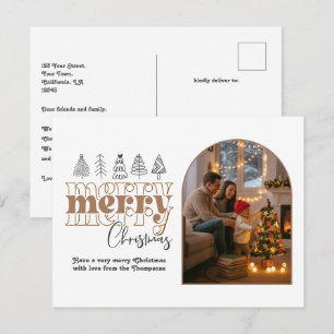 Neutrale Mocha Gezellige Boog Foto Prettig Kerstfe Feestdagenkaart