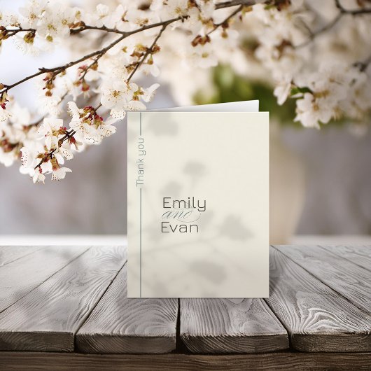 Neutrale moderne minimalistische bruiloft bedankkaart