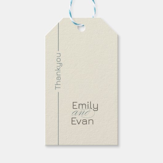 Neutrale moderne minimalistische bruiloft cadeaulabel (Voorkant)