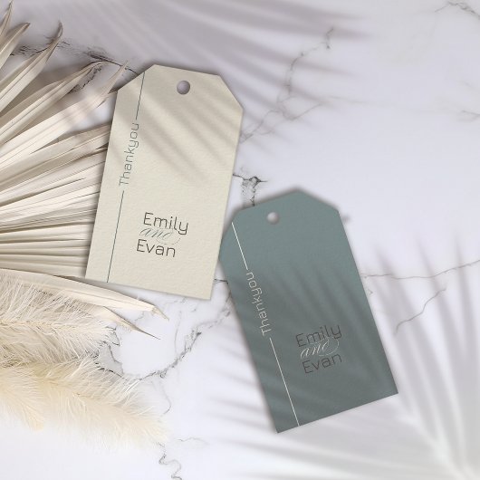 Neutrale moderne minimalistische bruiloft cadeaulabel