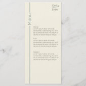 Neutrale moderne minimalistische bruiloft menu (Achterkant)