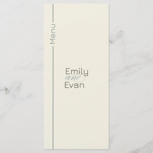 Neutrale moderne minimalistische bruiloft menu (Voorkant)