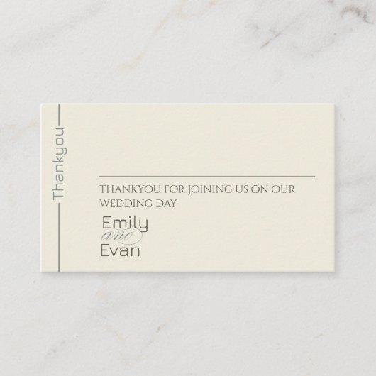 Neutrale moderne minimalistische bruiloft plaatskaartje (Voorkant)