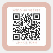 Neutrale moderne minimalistische bruiloft QR-code Vierkante Sticker (Voorkant)