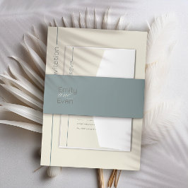 Neutrale moderne minimalistische bruiloft uitnodigingen wikkel