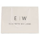 Neutrale Moderne Minimalistische Monogramnaam Groot Cadeauzakje (Voorkant)