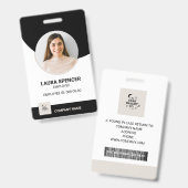 Neutrale moderne personeelsfoto ID-badge Badge (Voor- en achterkant)
