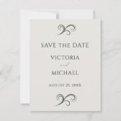 Neutrale moderne scrolls minimalistische bruiloft save the date (Voorkant)