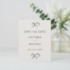Neutrale moderne scrolls minimalistische bruiloft save the date