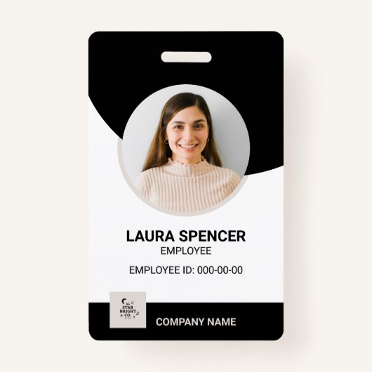 Neutrale moderne werknemer foto ID badge (Voorkant)
