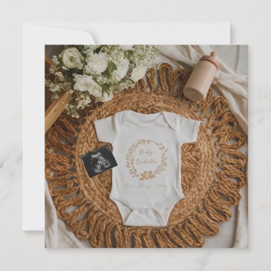 Neutrale moderne zwangerschapsaankondiging feestdagenkaart (Voorkant)