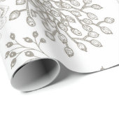 Neutrale monochrome grijze bloemen cadeaupapier (Rol Hoek)