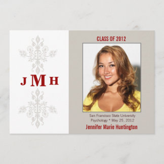 Neutrale monogram Afstuderen Aankondiging