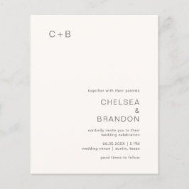 Neutrale Monogram Moderne Budget Trouwkaart