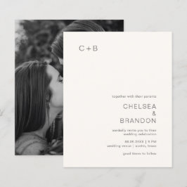 Neutrale Monogram Moderne Budget Trouwkaart