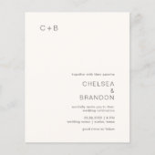 Neutrale Monogram Moderne Budget Trouwkaart (Voorkant)