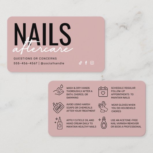 Neutrale nagels Nazorg Kaart Visitekaartje (Voorkant / Achterkant)