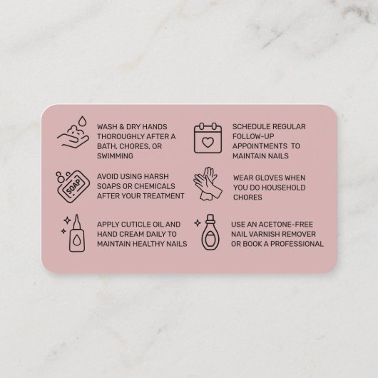 Neutrale nagels Nazorg Kaart Visitekaartje (Achterkant)